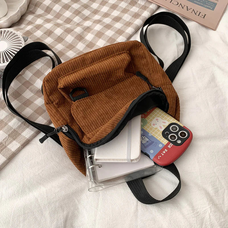 Girls' Corduroy Backpack - Small School Bag for Teens