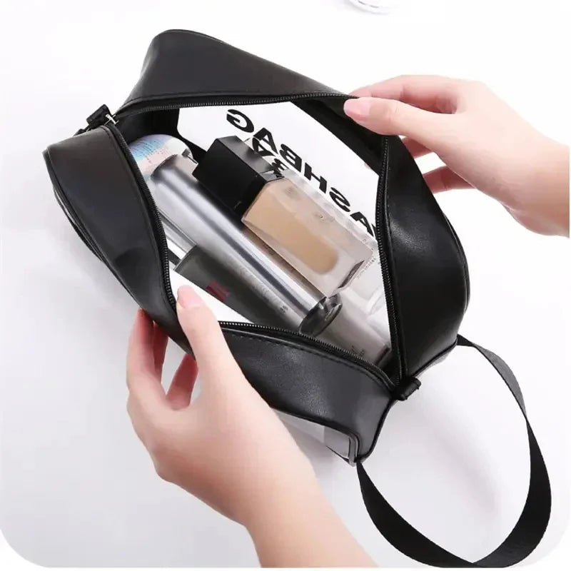 3-Pack Portable Transparent Travel Wash Bag & Cosmetic Organizer