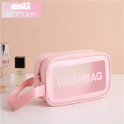 3-Pack Portable Transparent Travel Wash Bag & Cosmetic Organizer