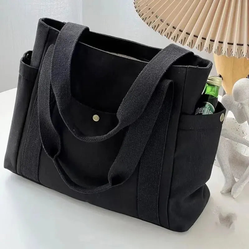 Canvas Tote Bag Large Capacity – For Work, Commuting, College Style, Student Outfit, Book, and Shoulder Carrying
