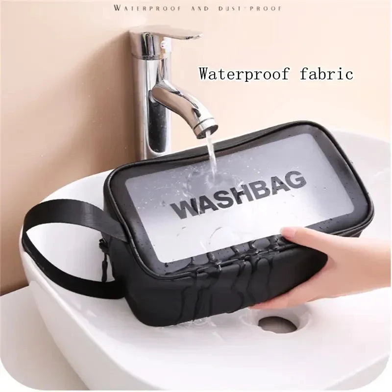 3-Pack Portable Transparent Travel Wash Bag & Cosmetic Organizer