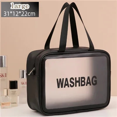 3-Pack Portable Transparent Travel Wash Bag & Cosmetic Organizer