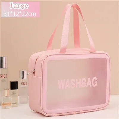 3-Pack Portable Transparent Travel Wash Bag & Cosmetic Organizer