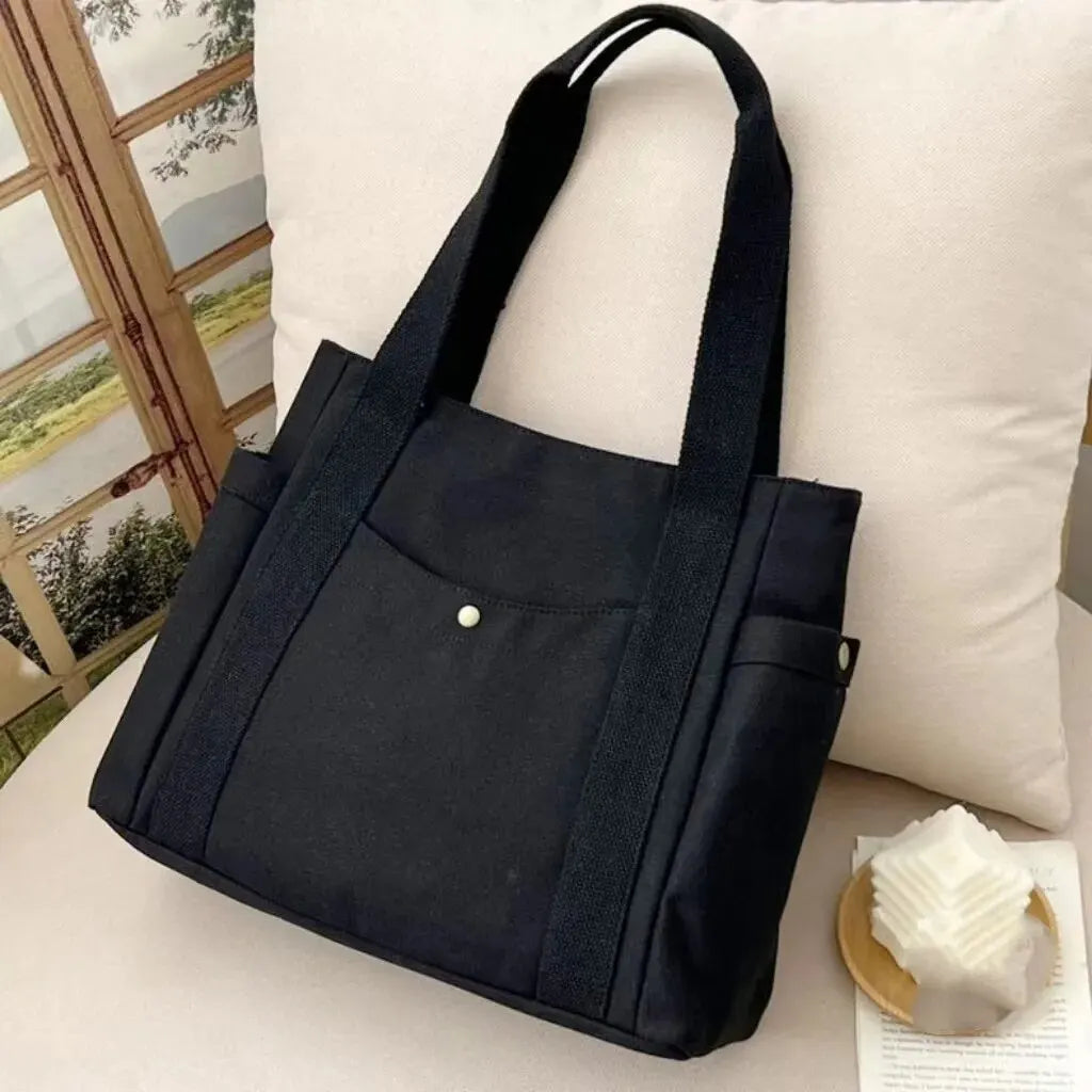 Canvas Tote Bag Large Capacity – For Work, Commuting, College Style, Student Outfit, Book, and Shoulder Carrying