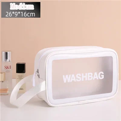 3-Pack Portable Transparent Travel Wash Bag & Cosmetic Organizer