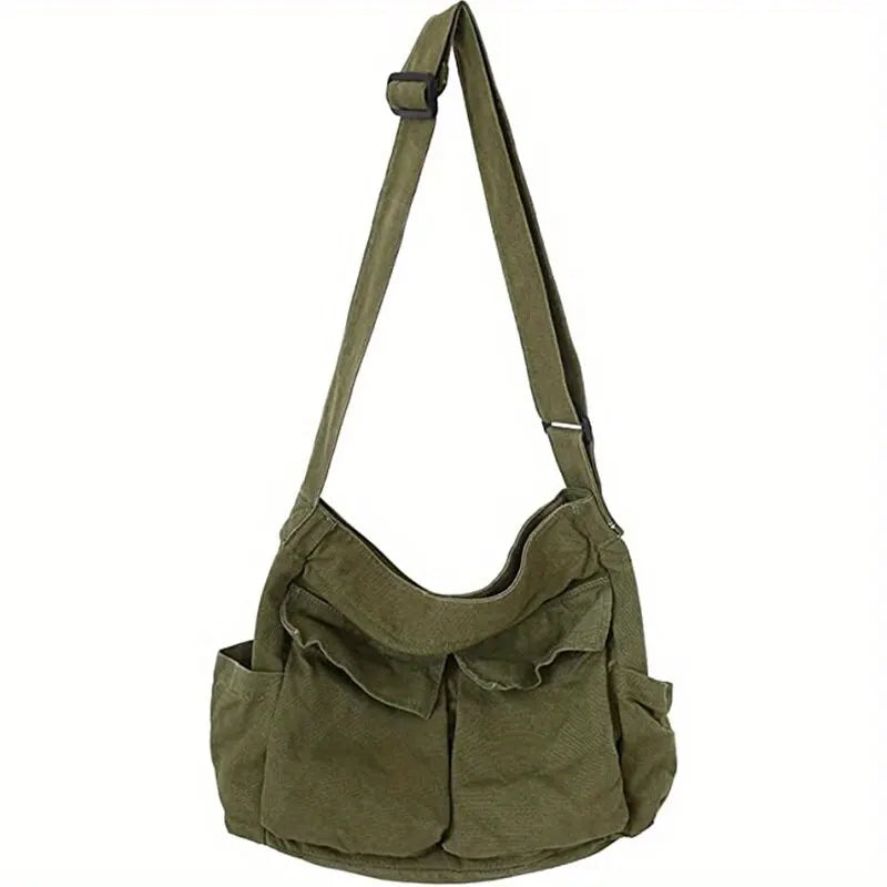 Vintage-Inspired Canvas Tote Bag for Women – Casual Shoulder Messenger Purse