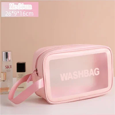 3-Pack Portable Transparent Travel Wash Bag & Cosmetic Organizer