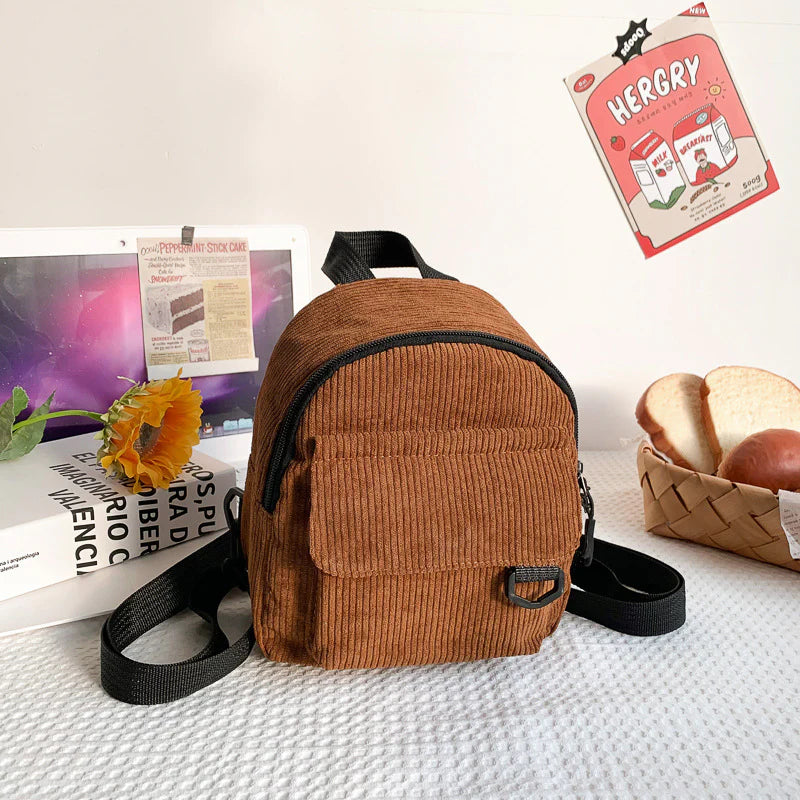 Girls' Corduroy Backpack - Small School Bag for Teens