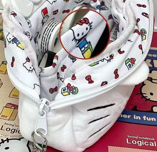 Cute Hello Kitty Plush Pencil Case Student Large Capacity Stationery Bag Kawaii Cute Girls Makeup Storage Bag Party Gifts