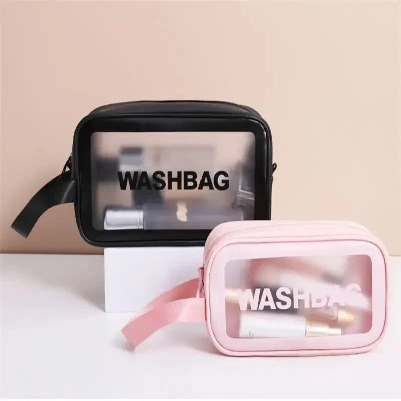 3-Pack Portable Transparent Travel Wash Bag & Cosmetic Organizer